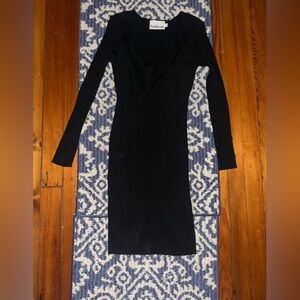 Indekah Black Strapless Ribbed Bodycon Midi Dress L